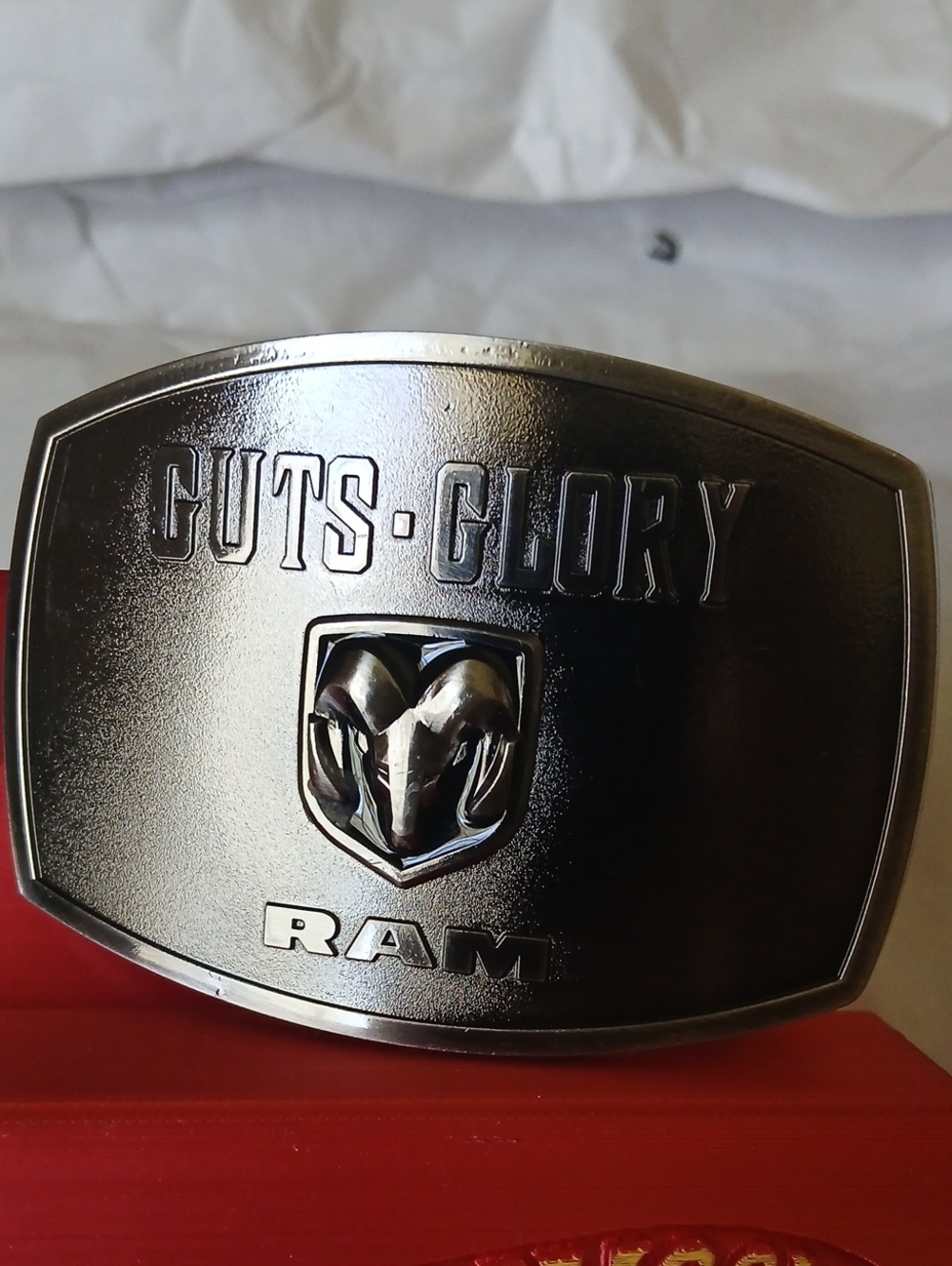 Guts & Glory Metallic Belt Buckle - Silver Dodge Ram